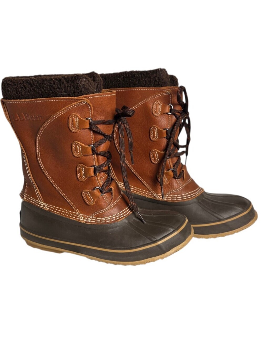 LL Bean Leather Waterproof Insulated Lace Up Boots 299622 Women's Size 7 Snow